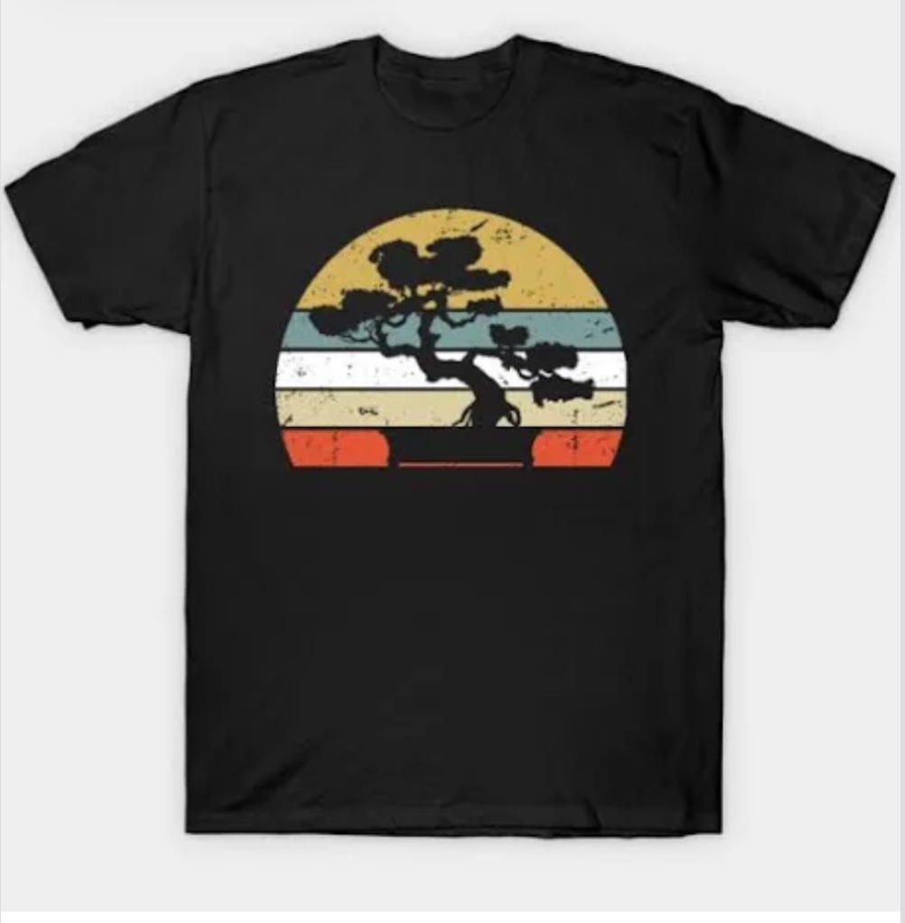 Retro Vintage Sunset Bonsai Tree T-Shirt